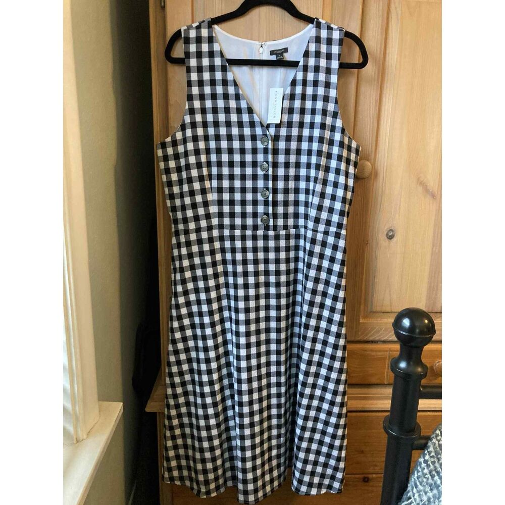 Ann Taylor Factory | NWT Buffalo Check Button Down Midi Dress | Size 14